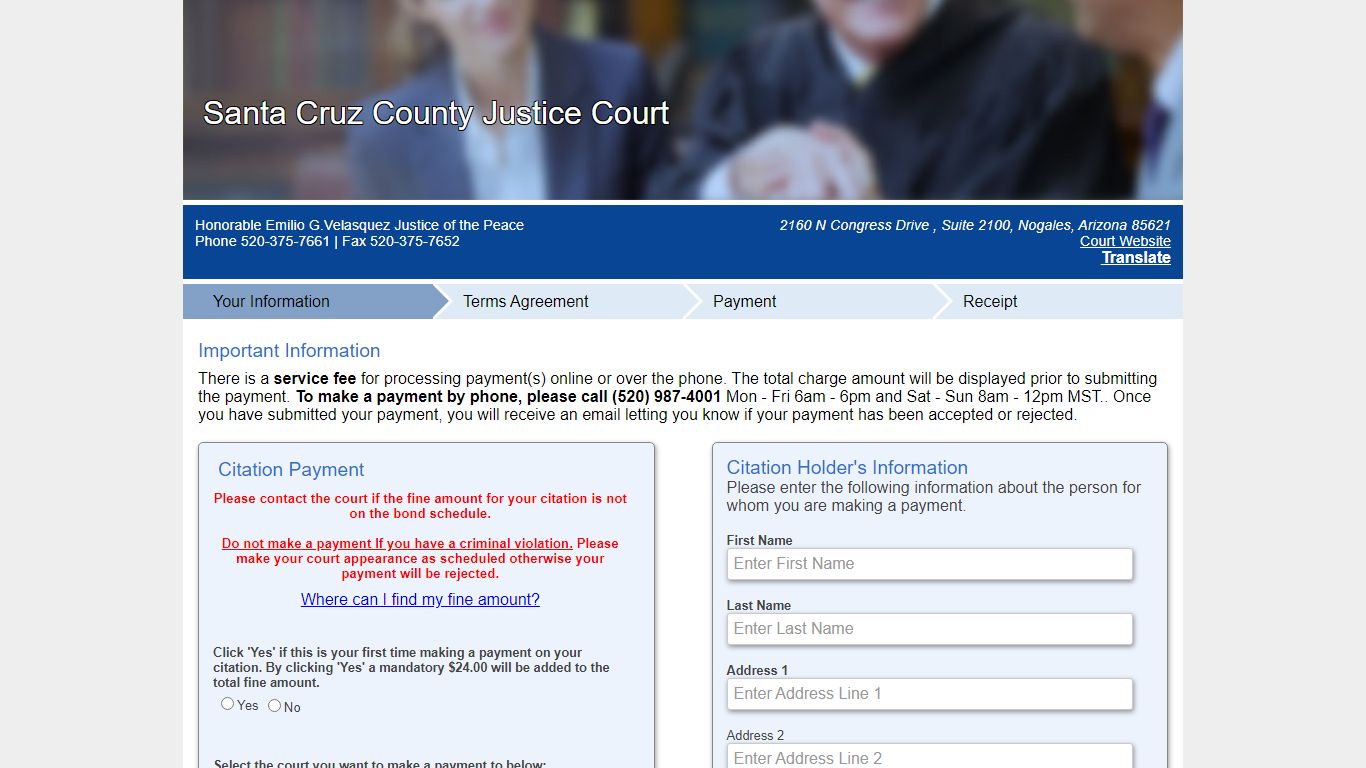 Pay Tickets Online - Nogales, Arizona, Santa Cruz County Justice Court